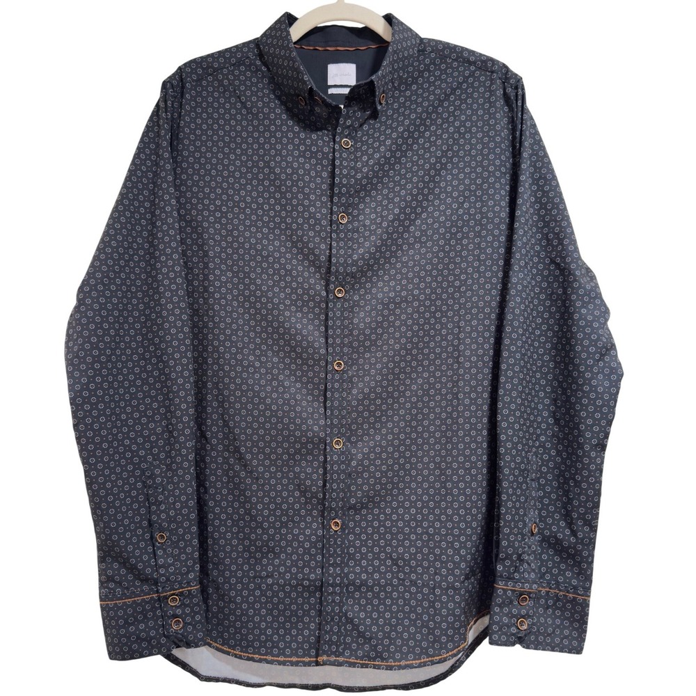 Buckle JB Holt Standard Mens Long Sleeve Button‎ Down Shirt Geometric Black M
